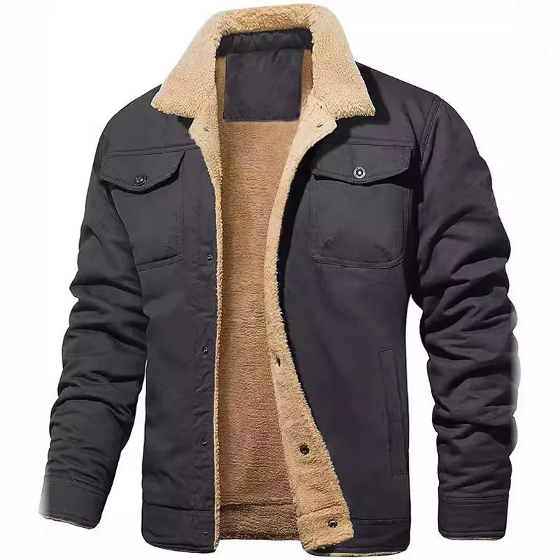 Wyche | Men's Sherpa Lined Bomber Jacket  - Color:Dark Gray;Size:XS