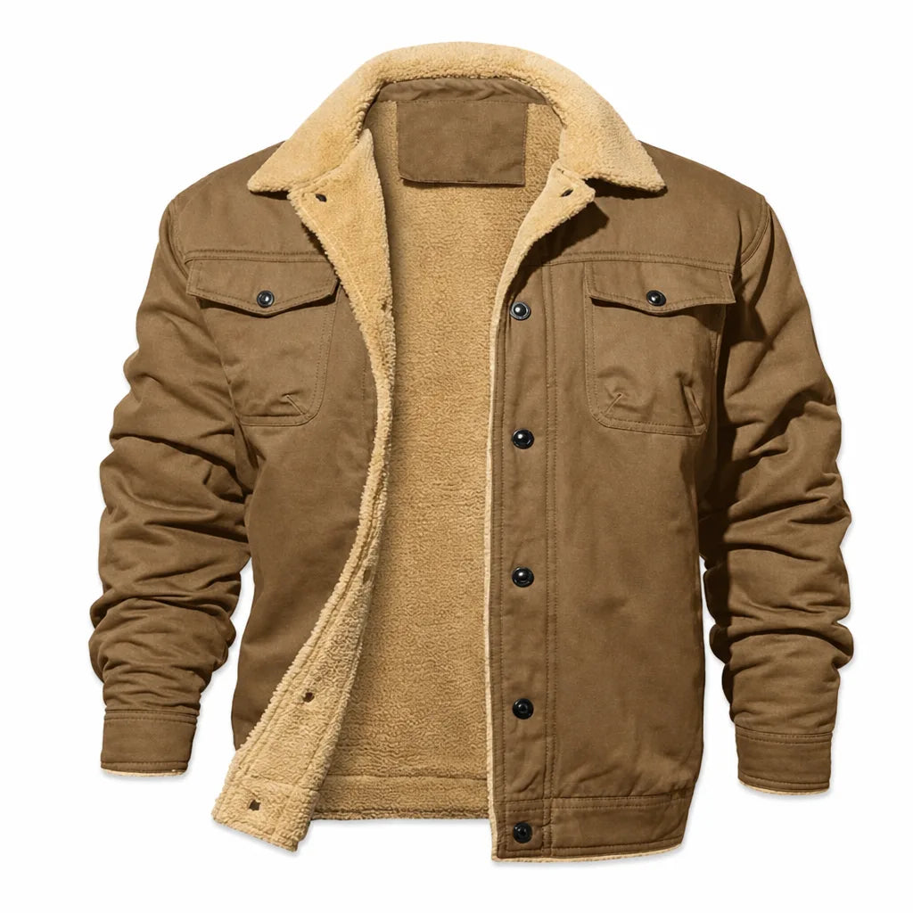 Wyche | Men's Sherpa Lined Bomber Jacket  - Color:Khaki;Size:XS
