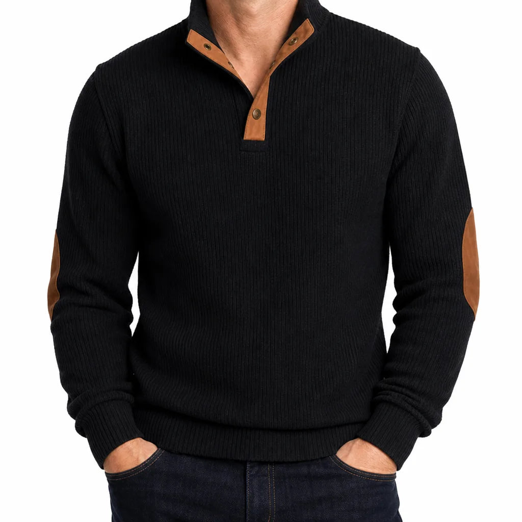 Wyler | Men's Fall Buttoned Knit Sweater - Color:Black;Size:XS