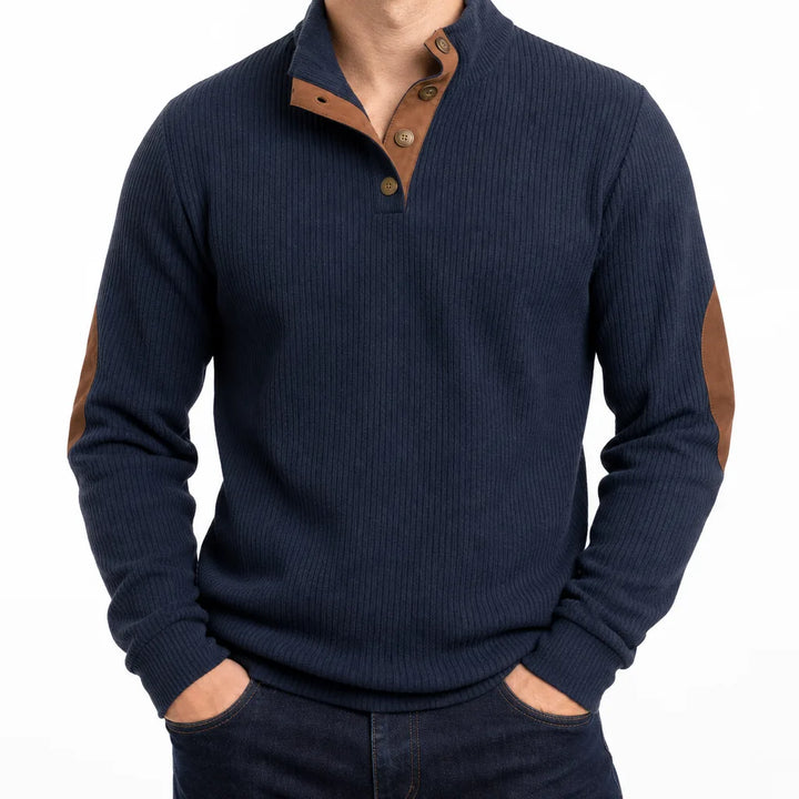 Wyler | Men's Fall Buttoned Knit Sweater - Color:Blue;Size:XS