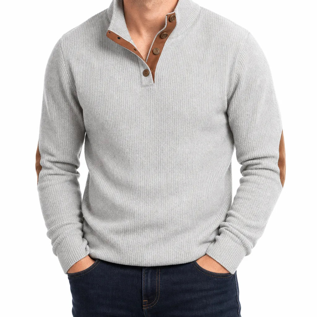 Wyler | Men's Fall Buttoned Knit Sweater - Color:Gray;Size:XS