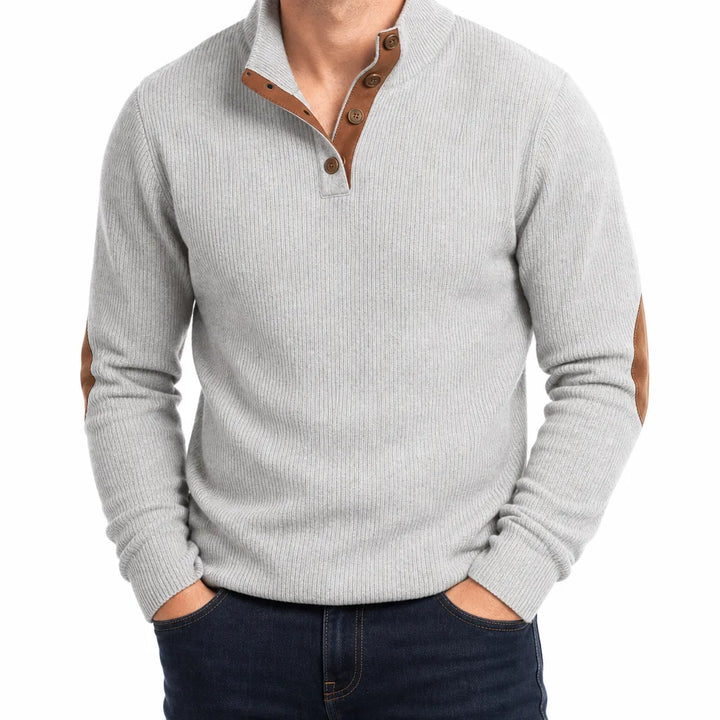 Wyler | Men's Fall Buttoned Knit Sweater - Color:Gray;Size:XS
