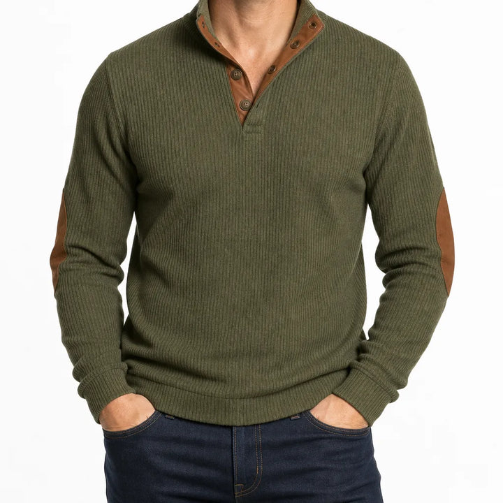 Wyler | Men's Fall Buttoned Knit Sweater - Color:Green;Size:XS