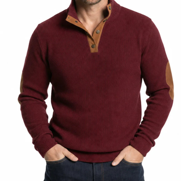 Wyler | Men's Fall Buttoned Knit Sweater - Color:Red;Size:XS
