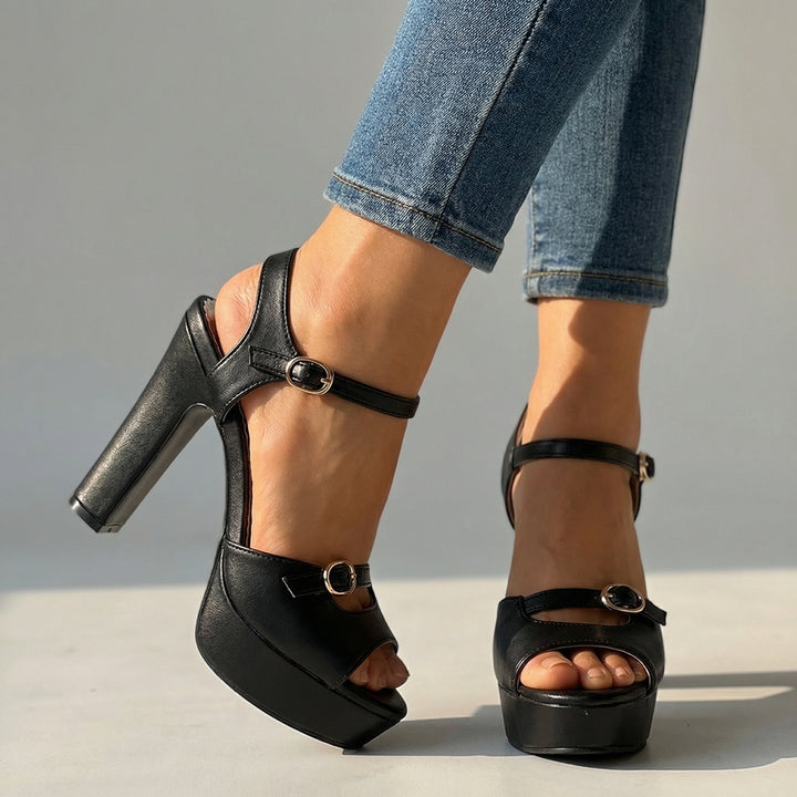 Yasmine Platform Sandals - Color:Black;Size:35