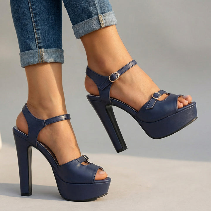 Yasmine Platform Sandals - Color:Blue;Size:35