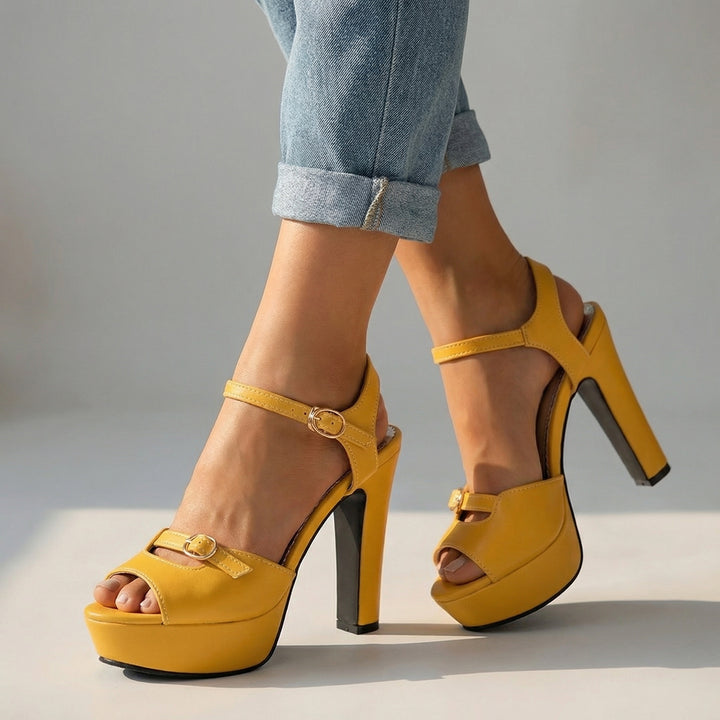 Yasmine Platform Sandals - Color:Yellow;Size:35