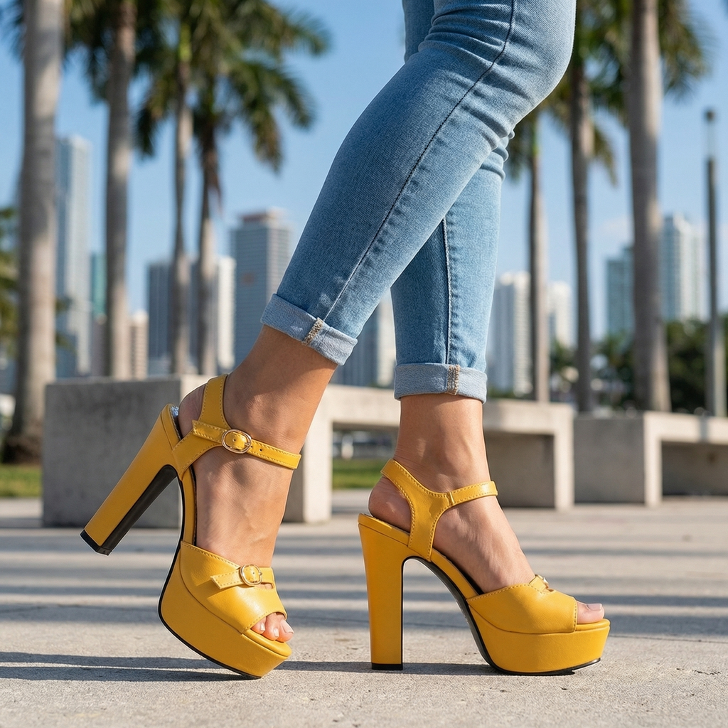 Yellow Aria Vance Platform Sandals 1