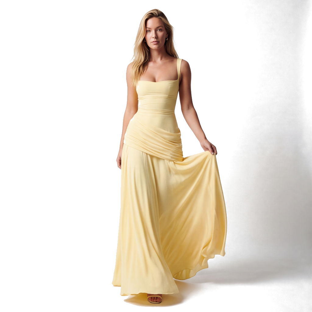 yellow Hizilent Elena V-Neck Dress 1