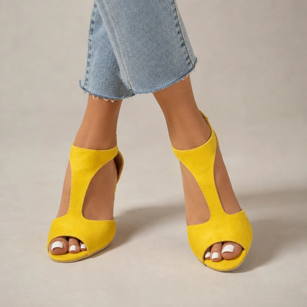 Miah Peep-Toe Roman Sandals - Color:Yellow;Size:35