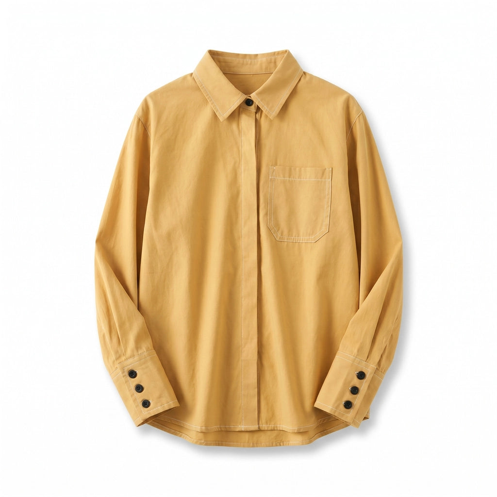 Morgan Button-Up Shirt - Color:Yellow;Size:S