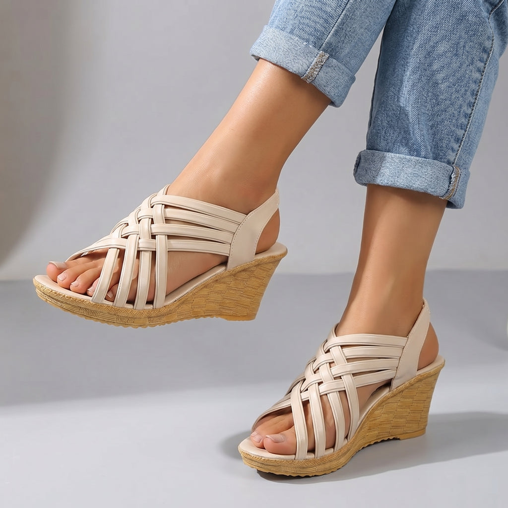 Zainab Cross-Strap  Sandals - Color:Off-White;Size:35