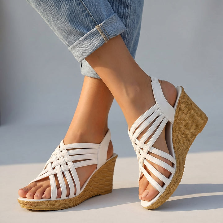 Zainab Cross-Strap  Sandals - Color:White;Size:35