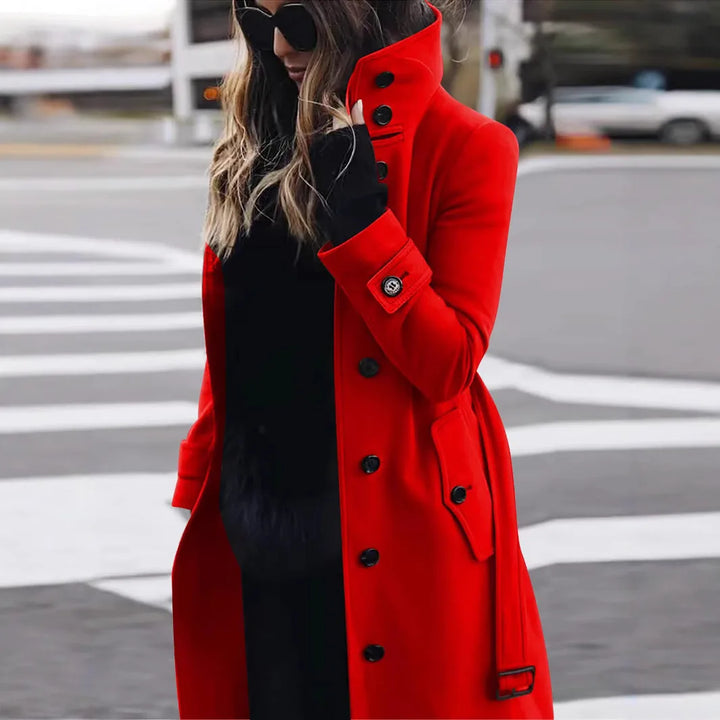Zara | Women's Elegant Belted Trench Coat  - Color:Red;Size:XS