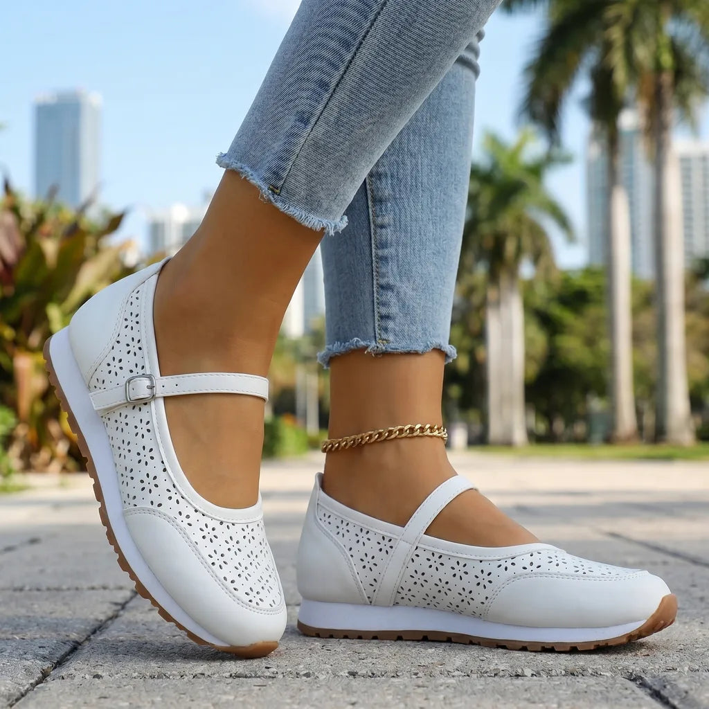 White Sloane Miller Cutout Flats 1