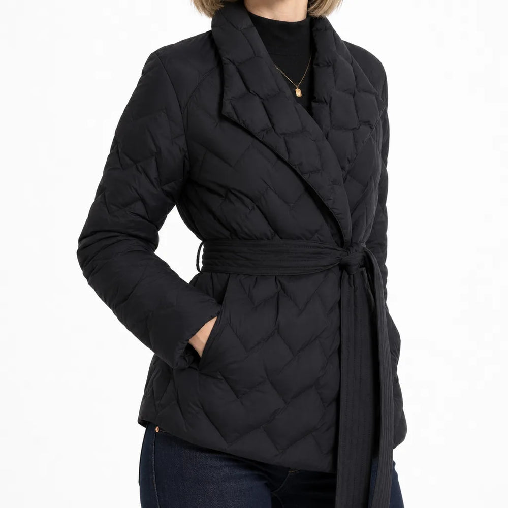 Women's Black Zelda Belted Padded Jacket