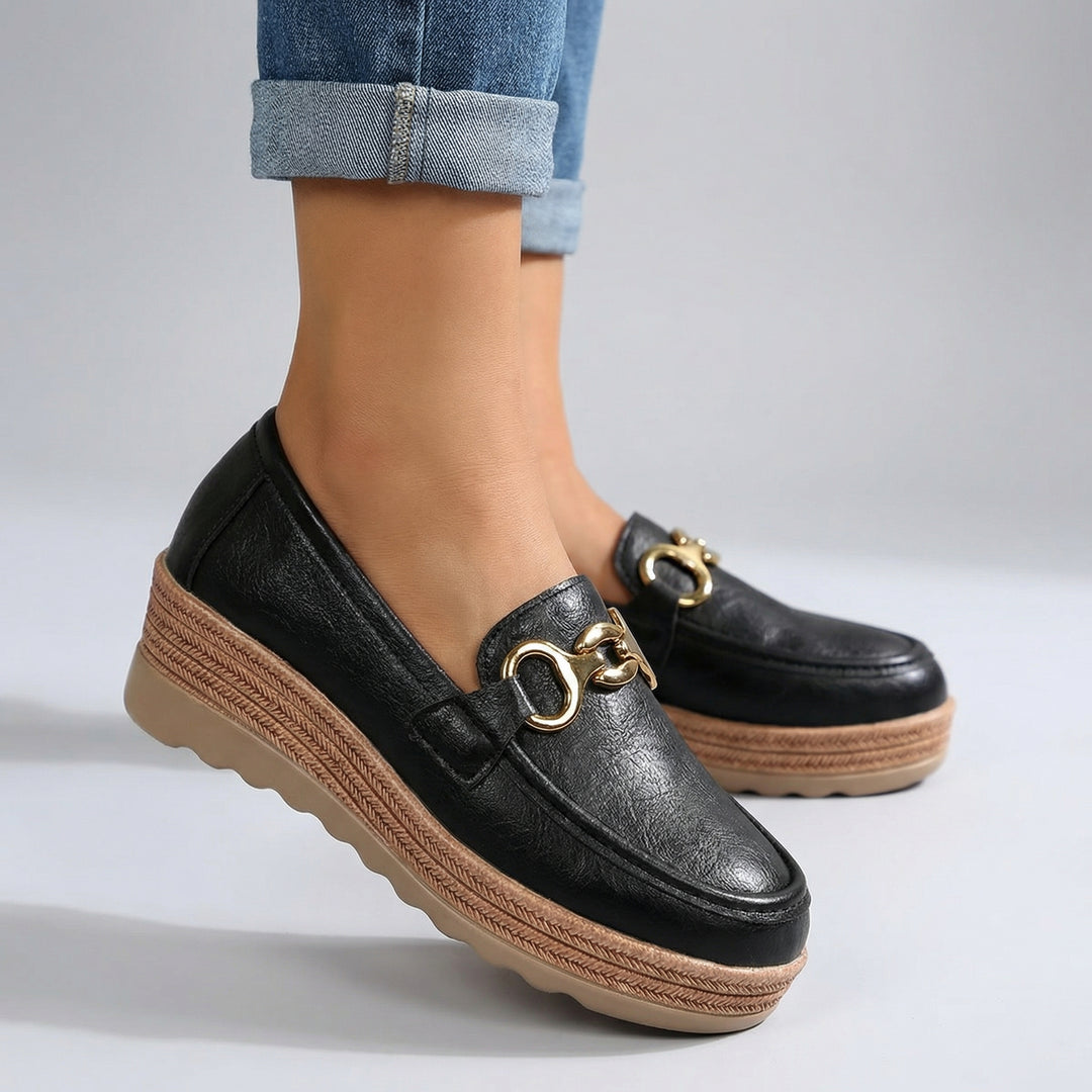 Zelvyn Chain Platform Loafers - Color:Black;Size:35