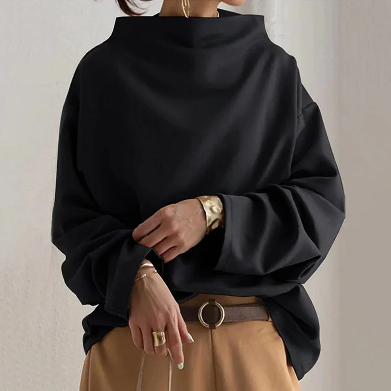 Zuzanna | Women's Soft High-Neck Sweater - Color:Black;Size:XS