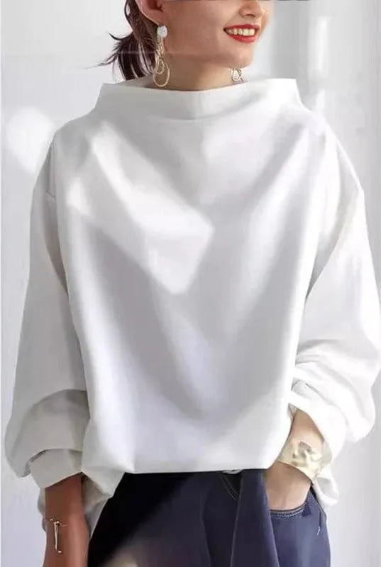 Zuzanna | Women's Soft High-Neck Sweater - Color:White;Size:XS